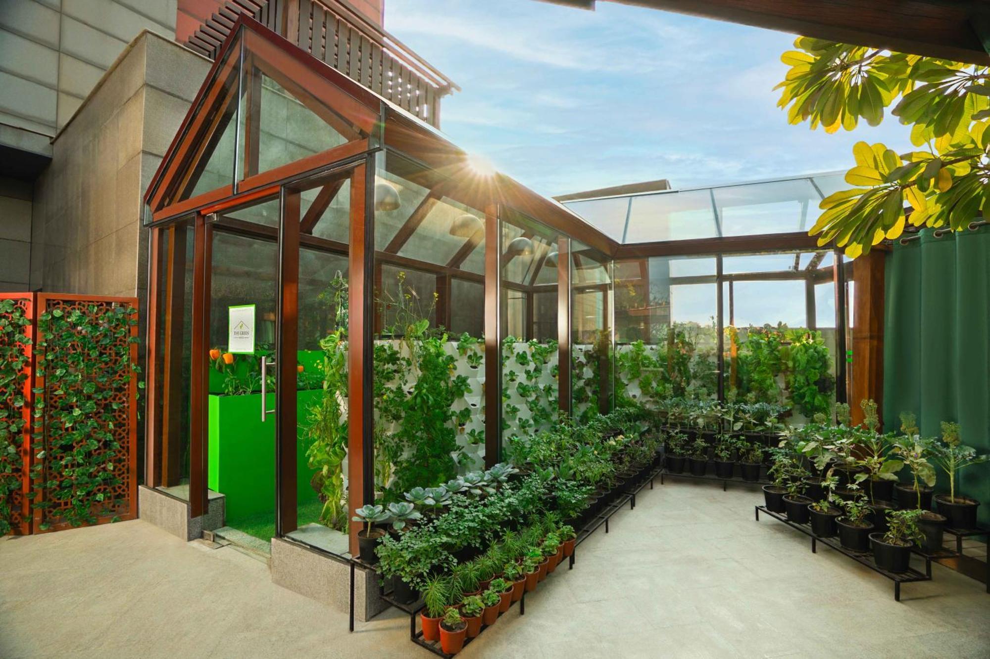 The Leela Ambience Gurugram Hotel & Residences - The Luxury Urban Sanctuary Gurgaon Eksteriør billede The rooftop greenhouse